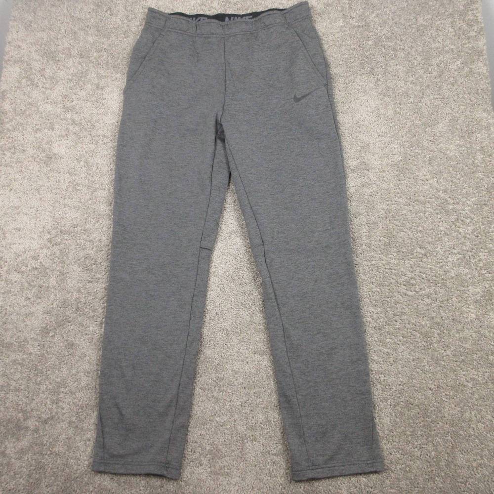 Nike Sweatpants Mens Large Gray Thermafit Fleece Sports Activewear Comfort Logo